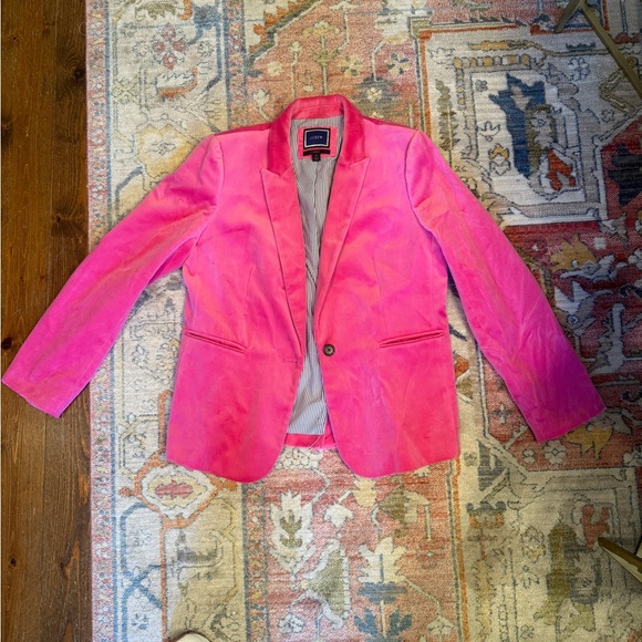 J.Crew Parke Pink Velvet Blazer Size 14 Statement Jacket - Picture 5 of 5